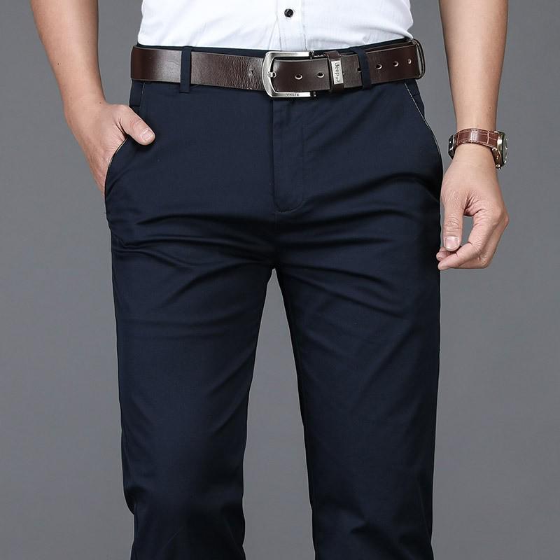 

Brand Men s High Waist Elastic Black Trousers - Pure Cotton, Non-Iron, Straight-Leg, Casual Business Wear for Autumn/Winter. 32 (Fits ~140 lbs)