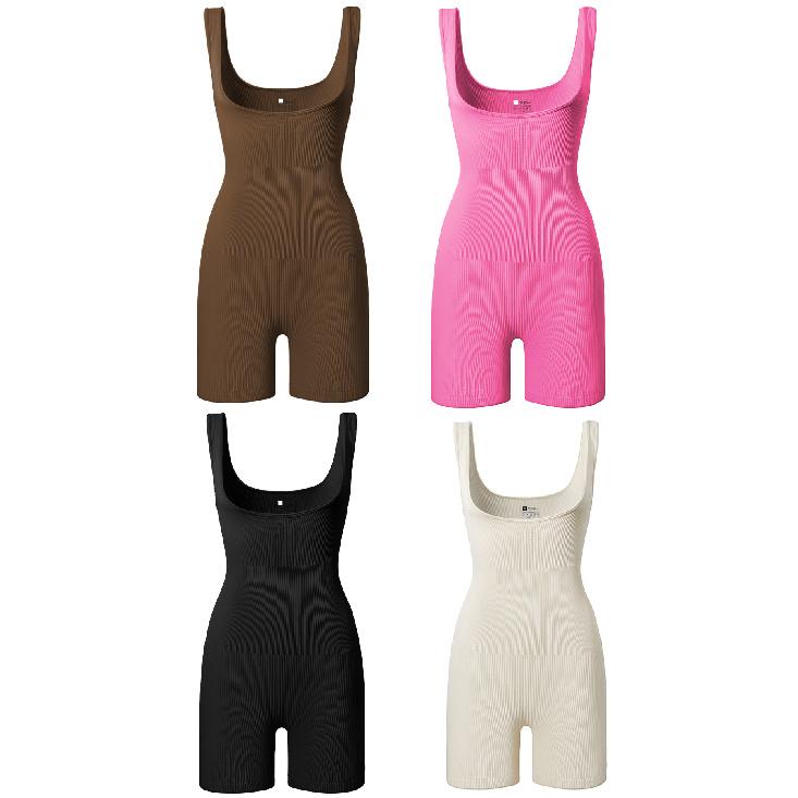 

New Thread Jumpsuit Sexy Seamless Elastic Sportswear, Fitness Vest Shorts Jumpsuit Yoga Suit For Women S чорний