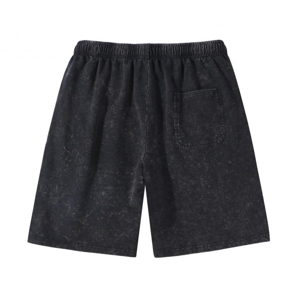 Men Drawstring Casual Shorts Vintage Washed Relaxed Fit Elastic Waistband Summer Lightweight Shorts for Daily Wear