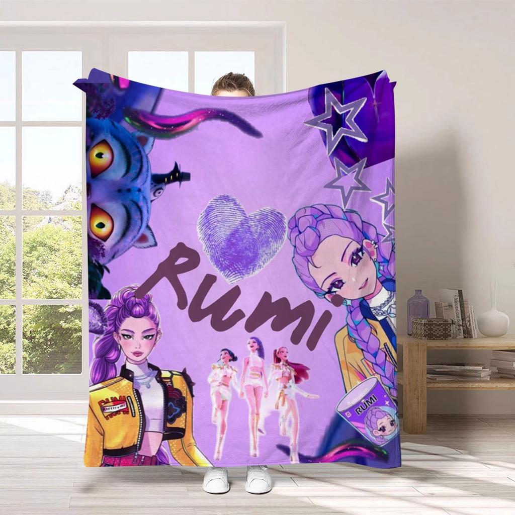 K-Pop D-emon H-unters Anime flannel blanket, suitable for home travel camping party gifts