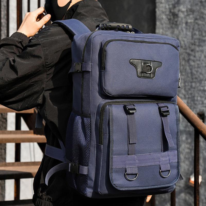 Fashion New Men's Multi-functional Canvas Backpack Waterproof Lightweight Travel Backpack Outdoor Breathable Wear-resistant Sports Backpack