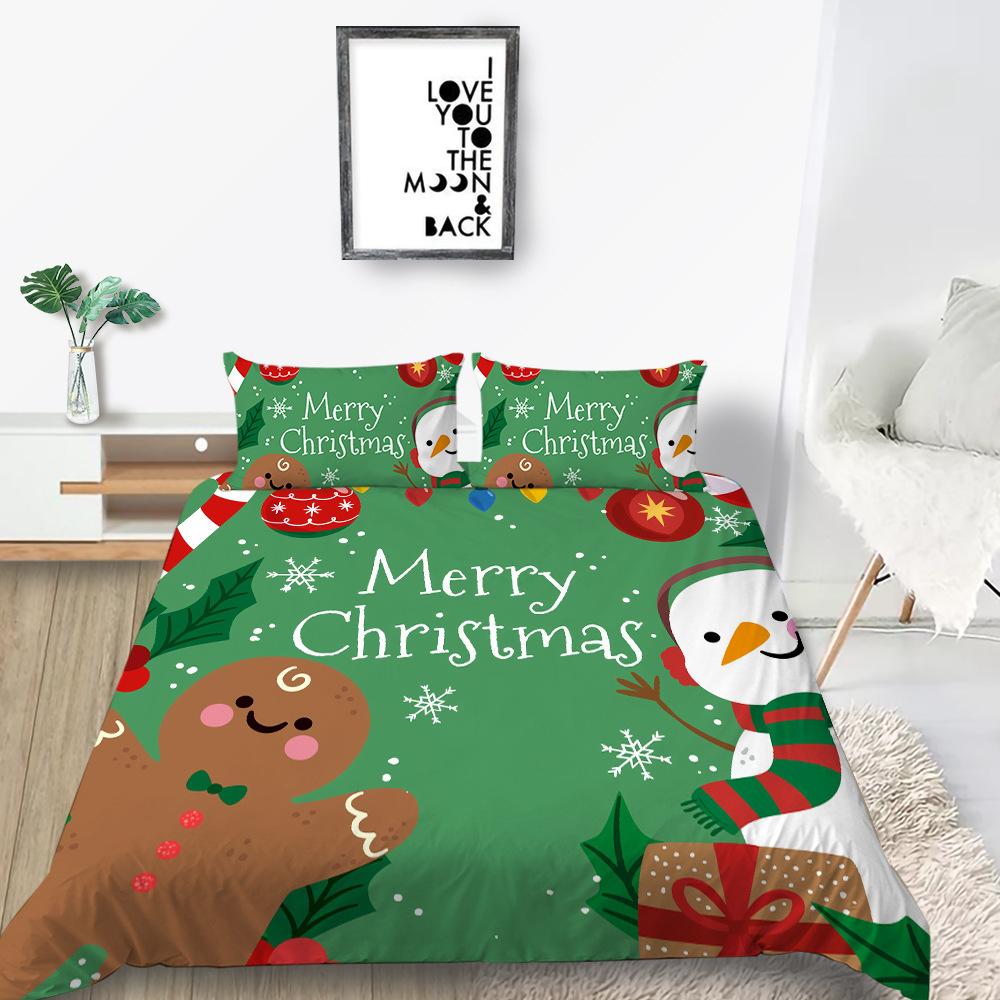 

Мультяшный Рождественский Цифровой Печати Пододеяльник Наволочка Двух- Трехпредметный Праздничный Подарок Полиэстер EU single 135*200