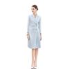 Blue Two-Button Suit Collar Women's Mid-Length Dress - Spring & Autumn Style