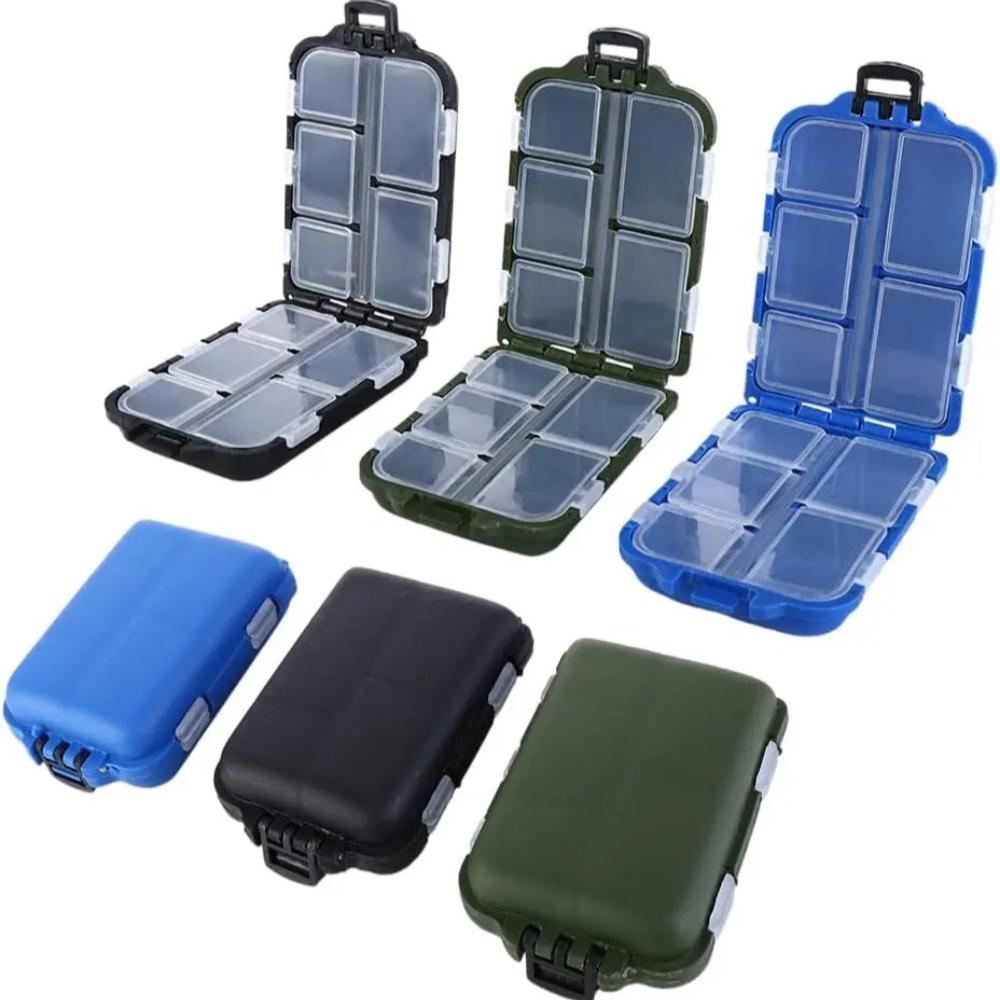 10 Compartments Mini Fishing Tackle Box Fish Lures Square Case Fishing Hooks Holder Accessories Baits Plastic Storage