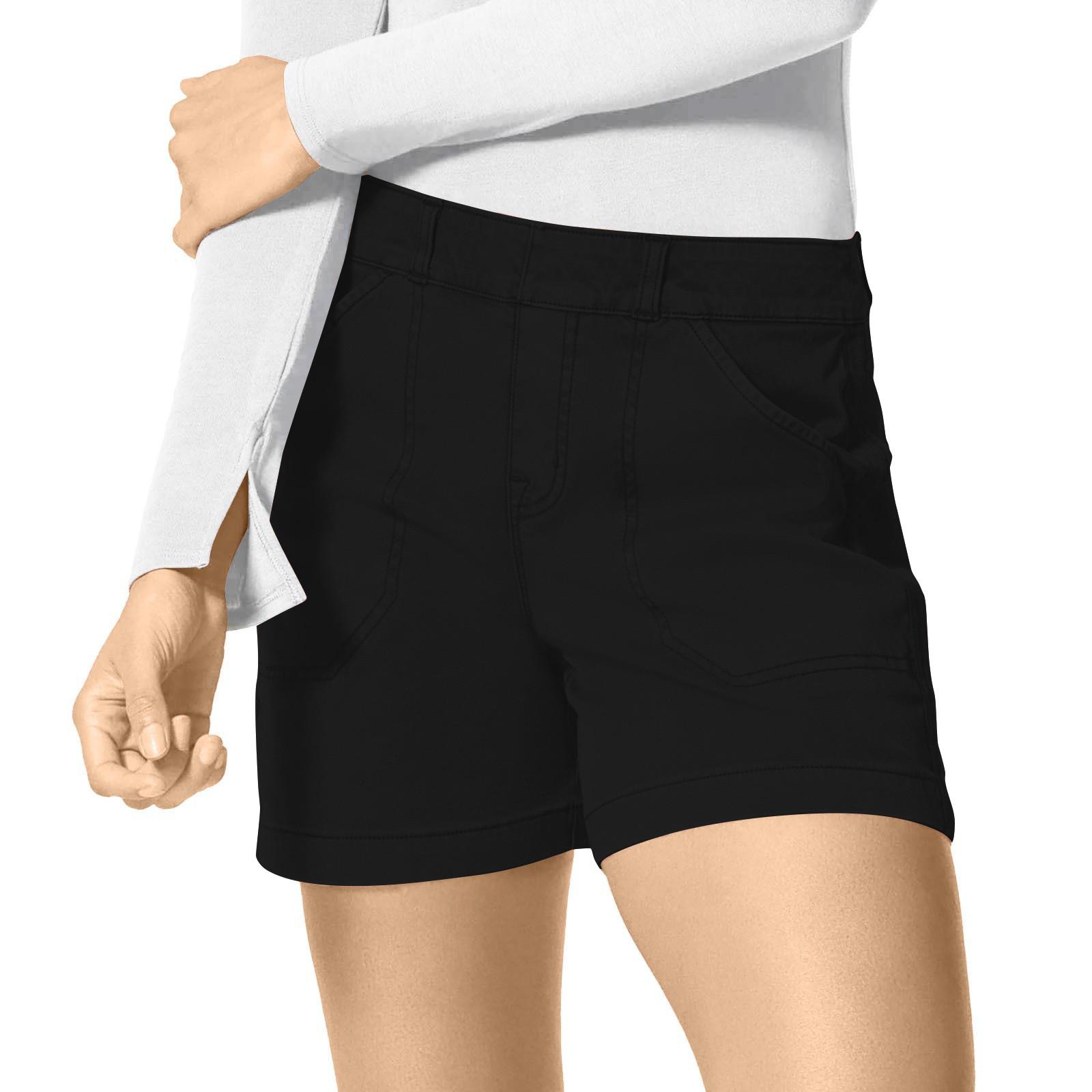 

Women s Soft Stretch Twill Short Side Pockets Soft Feel No Button & No Zipper Flattering Fit XXXL чёрный