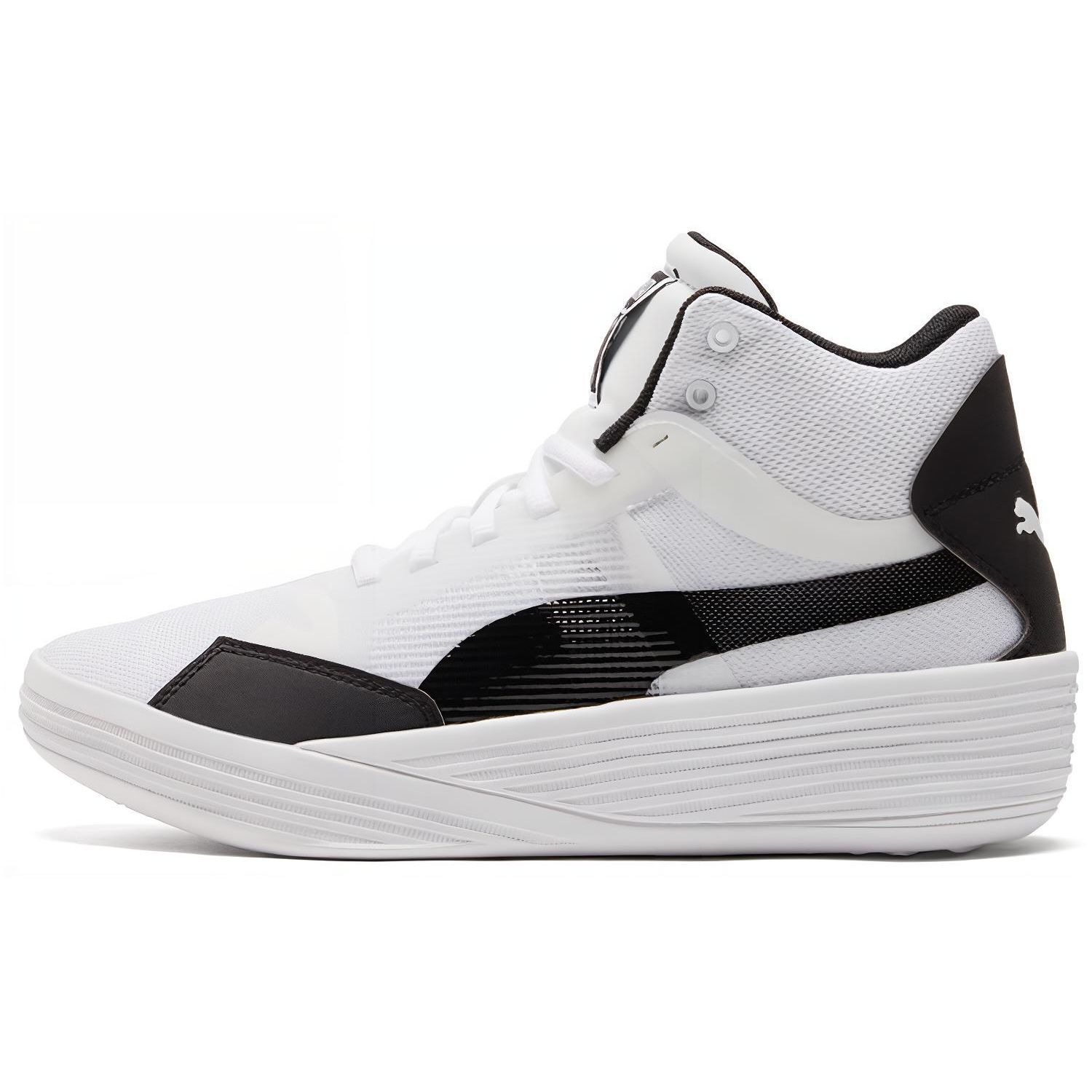 

Puma Clyde All Pro Mid Round Toe Comfortable High Top Basketball Shoes Unisex sneaker White Black 195512-02 39
