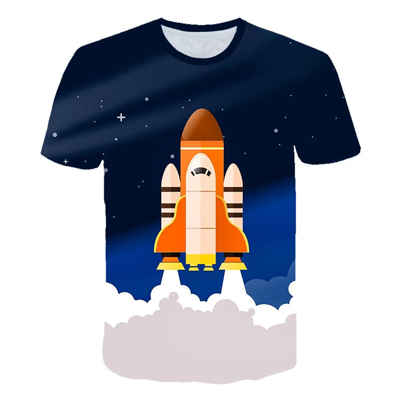 3D Print Astronaut Summer Cartoon 1-14 Years Kids Pleasantly Cool O-Neck Short Sleeve Boys Girls T Shirt Lovely Short Sleeves