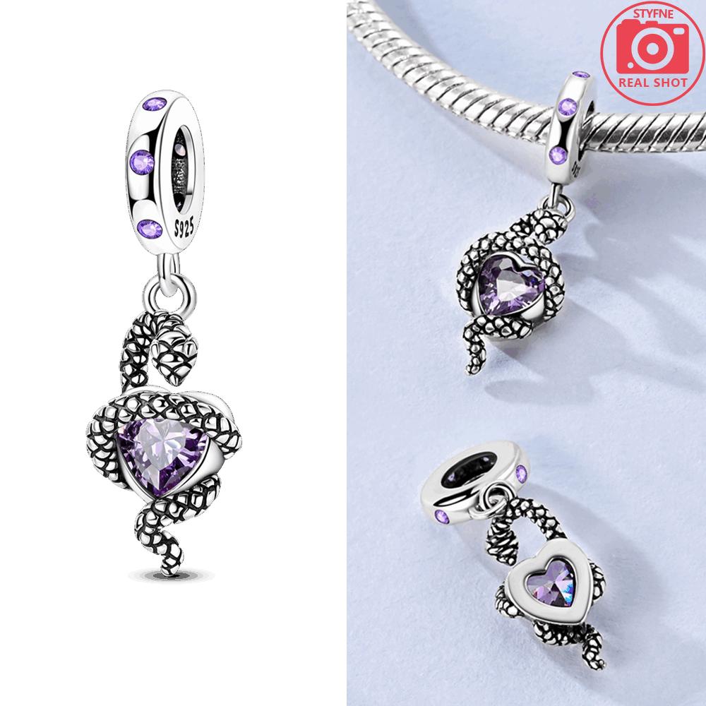Original Love Purple Heart Cat Life Tree Bow Tie Pendantcopper Pink Animal Bead Fit Bracelet Women Accessory Gift Jewelry