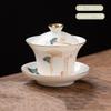 Chinese Handmade Ceramic Gaiwan Teacup Hand-painted White Porcelain Tea Tureen Travel Tea Bowl Household Teaware Accessories