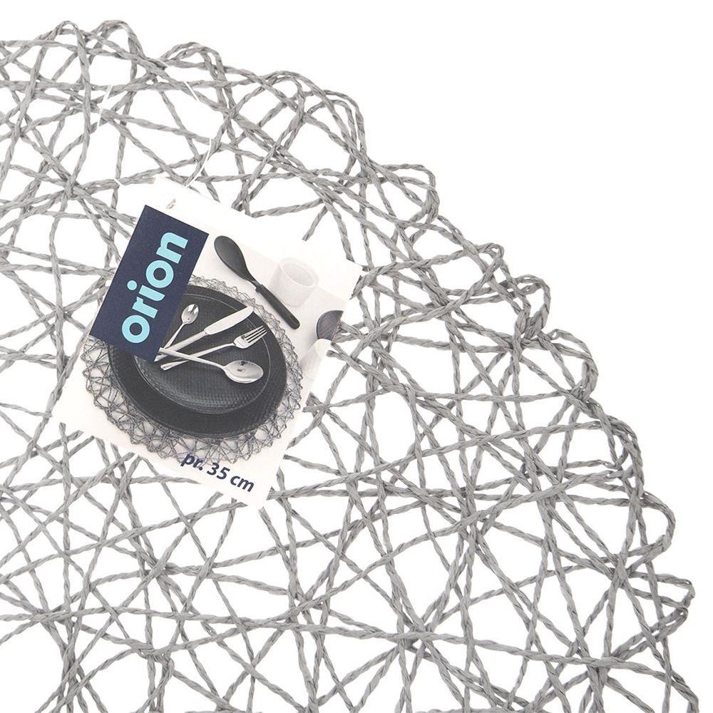 Gray paper table mat, round, 35 cm