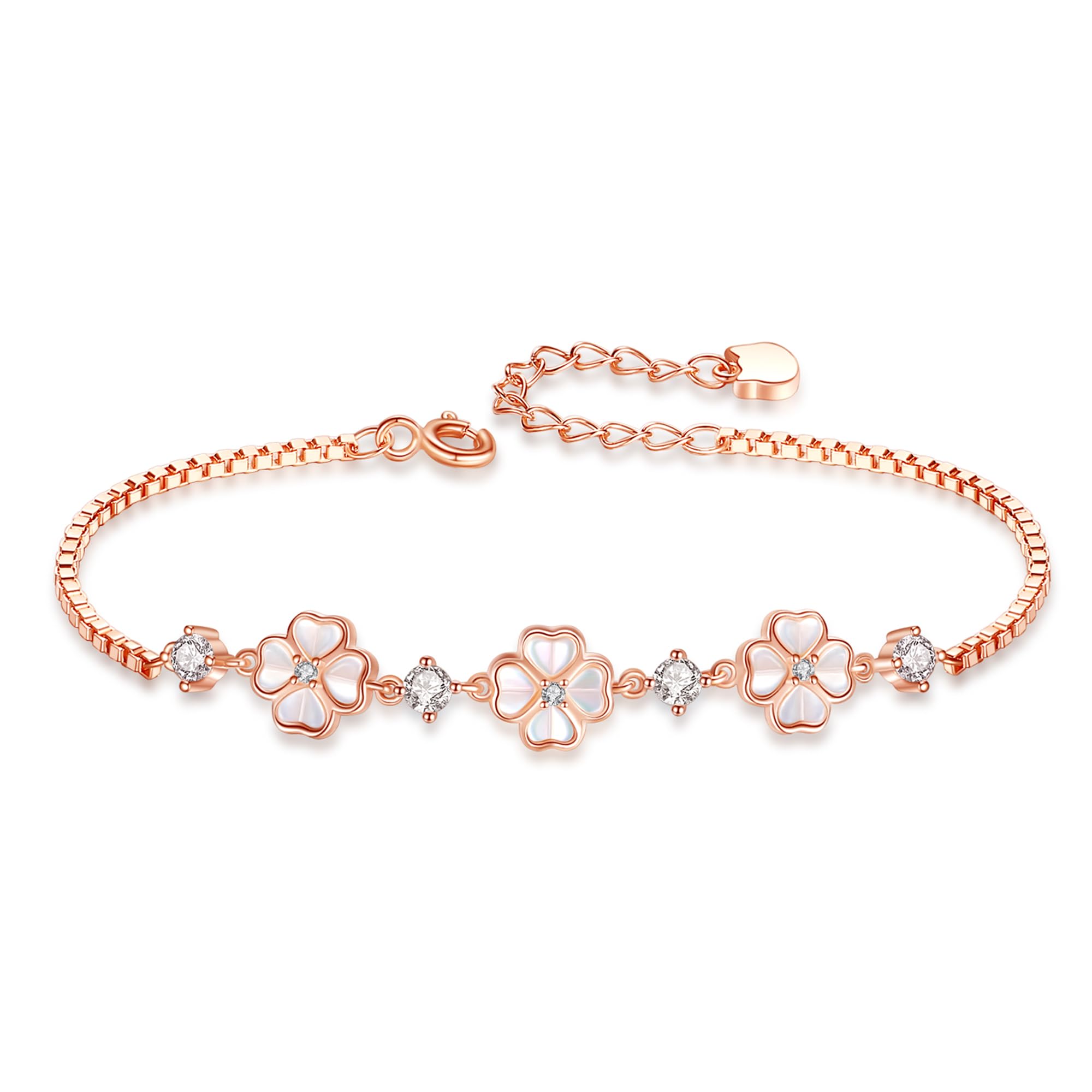 

Bracelet for Clover Pink Silver Venetian Box Wedding Gift [YINCHIE] Women, Four-Leaf Motif, Gold, 18K, Popular, Women s, Adjustable, 925,