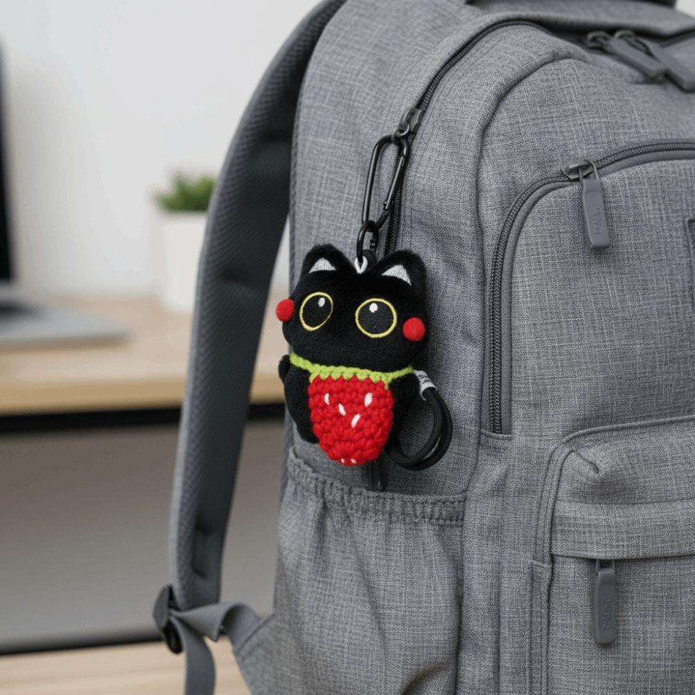 Cute Plush Toy Keychain Black Cat Car Key Ring New Doll Bag Pendant  Bag Accessories