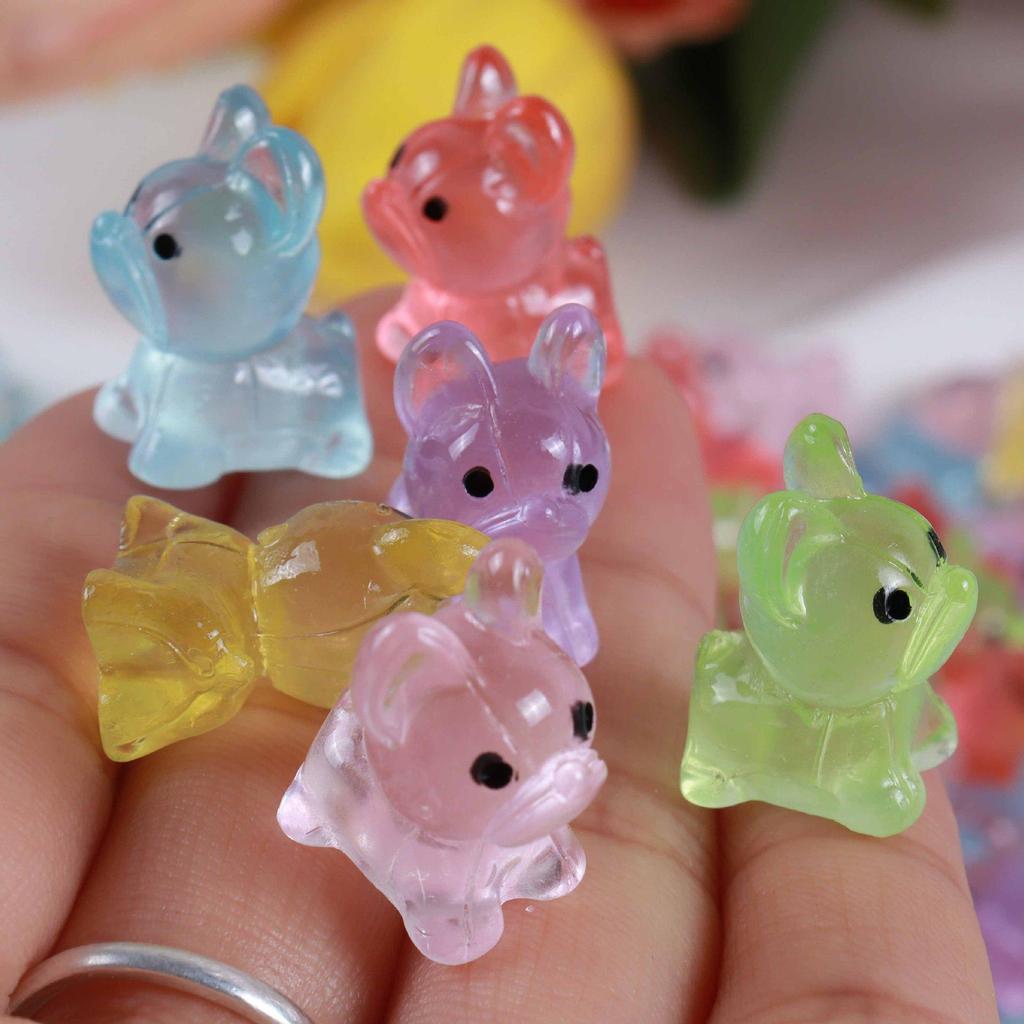 Resin Mini Luminous Animal Figurines - DIY Cartoon Toys for Micro Landscapes, Ideal Children's Gift