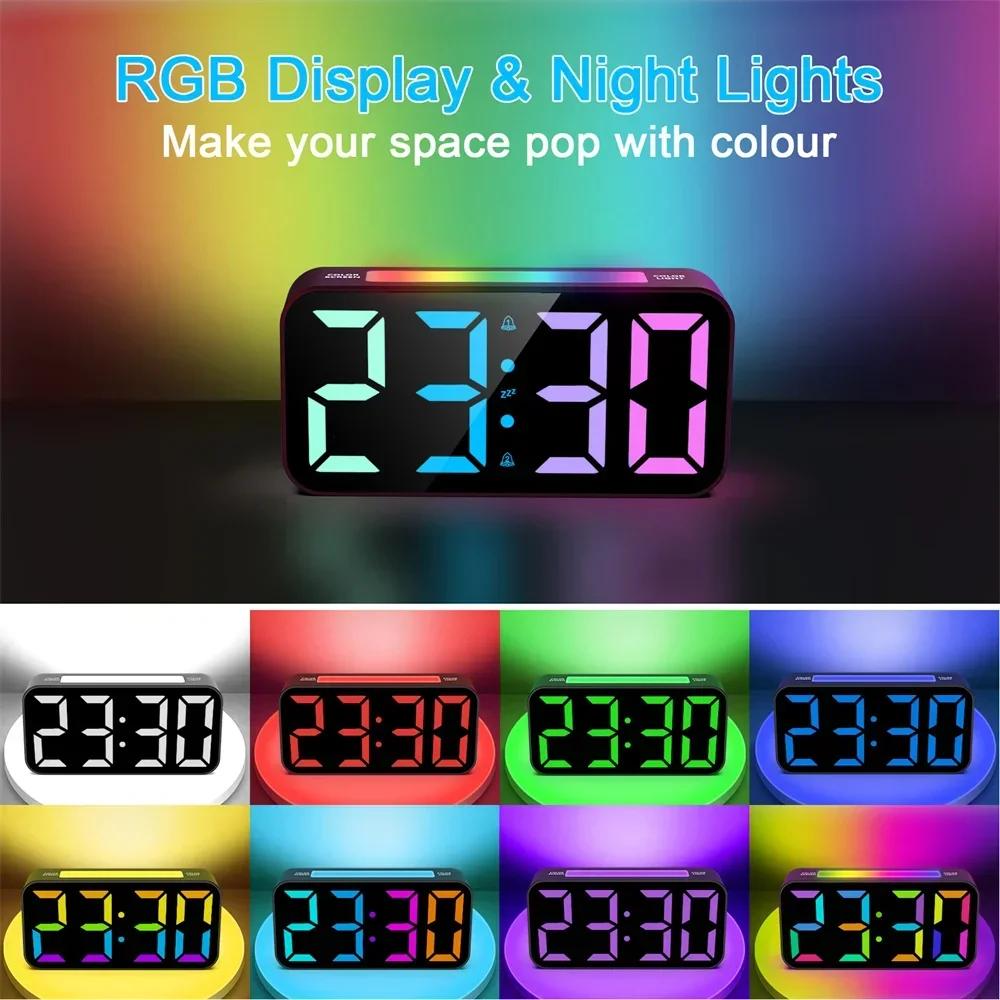 Super Hlasitý Vibrační RGB Digitální Budík Náladové Světlo Vibrátor do Postele Snooze 2 Budíky Napájený USB Stolní Hodiny pro Tvrdé Spáče