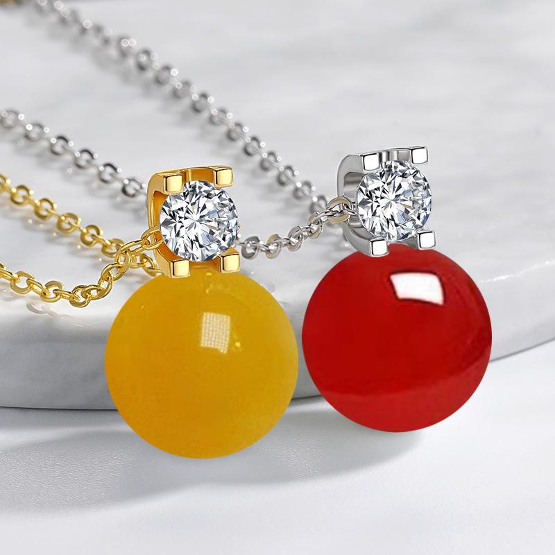 

Retro Ethnic Hanfu Zircon Glass Pendant Necklace for Women