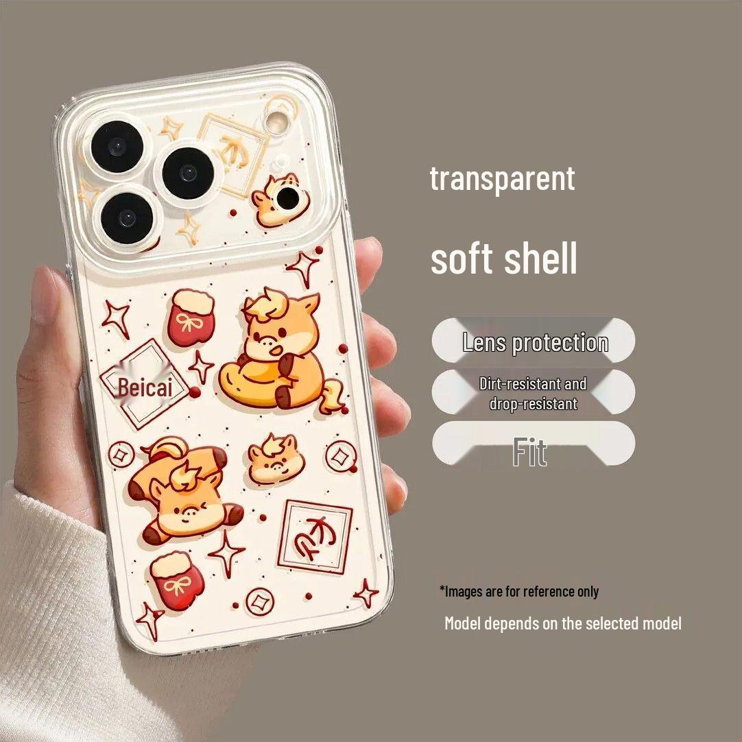 

New Year Little Horse Space Case for iPhone 16/15/14 Pro - Full Coverage Soft Apple 17Pro 2026 iPhone 17