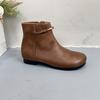 Johnature Retro Short Boots With Side Zipper Genuine Leather Soft Sole Comfortable Women's Shoes