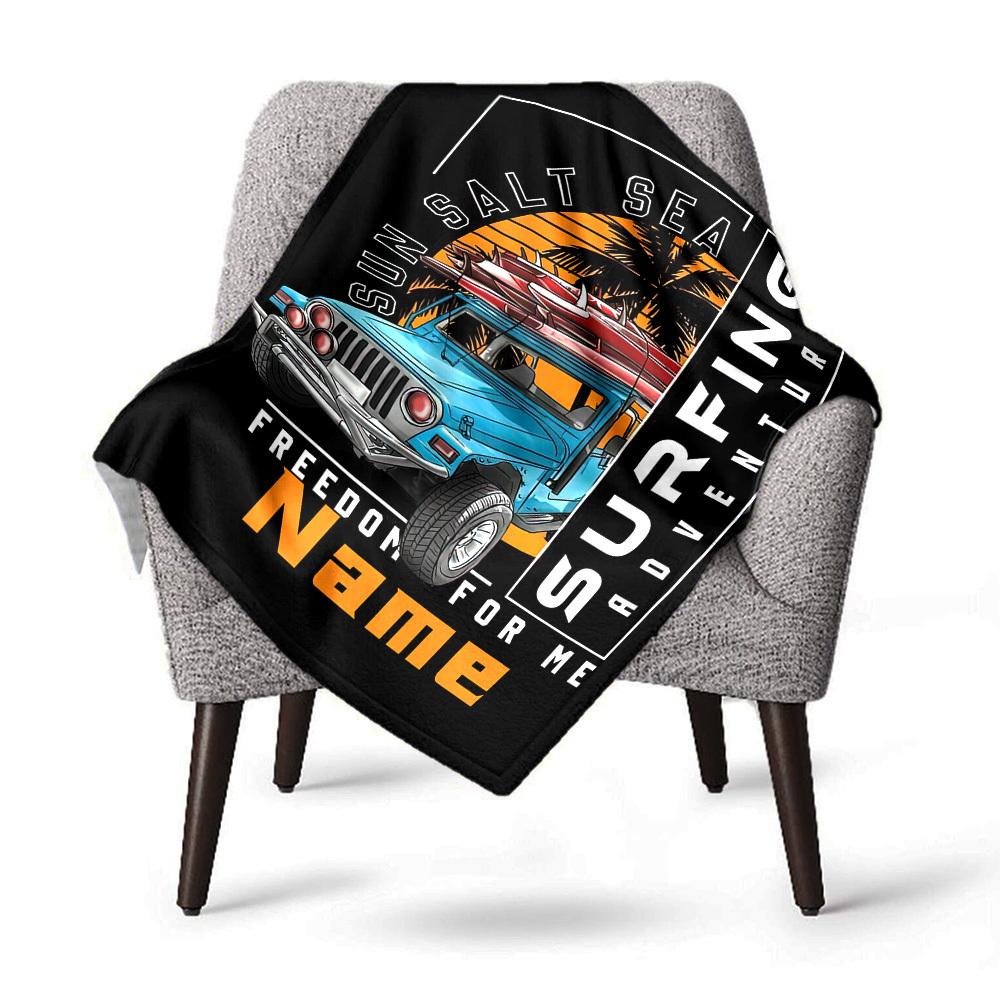 Surfing Adventure Home Customize Your Name Blankets Comfortable Soft Lightweight Allseason Multipurpose Blanket For Picnics Sofas Offices Beds Living