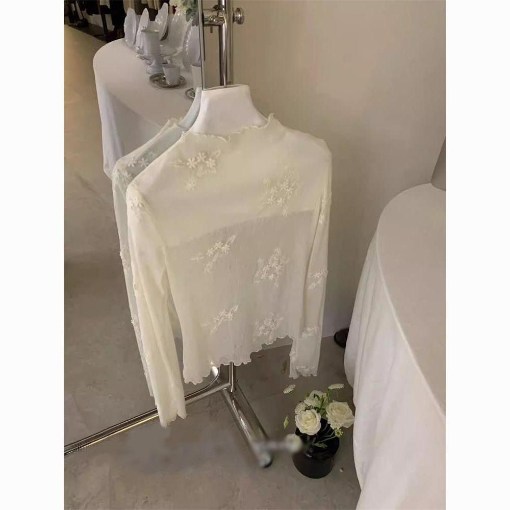 

2026 Ultra-Exquisite 3D Embossed Floral Lace Top L абрикосовий