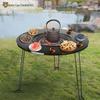 Folding Outdoor Tea & BBQ Table with Fire Pit
