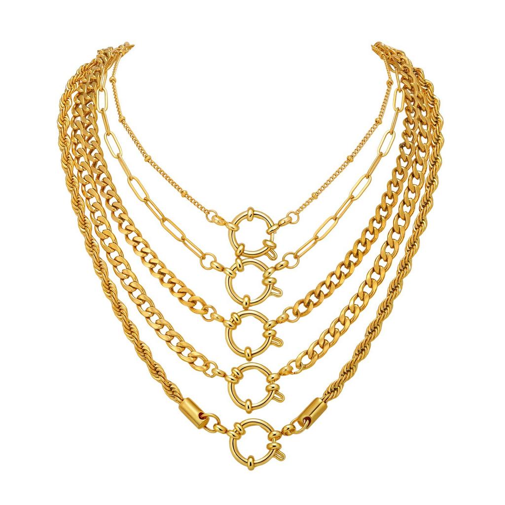 Fashion Women'S Accessories Stainless Steel Bead Chain Bubble Buckle Gold Necklace 2209