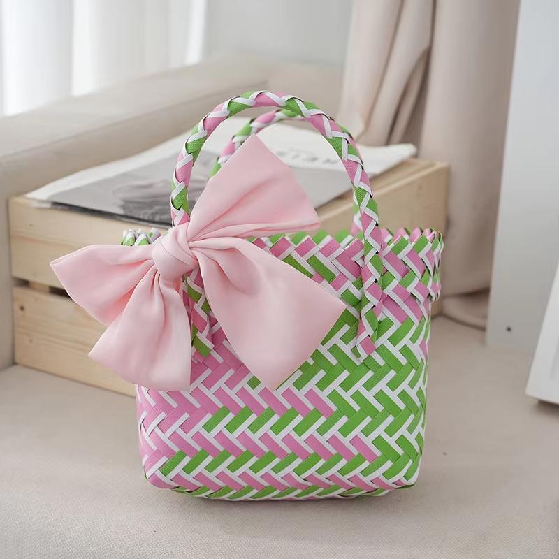 Elegant Bowknot Accent Basket for Weddings Holiday Gatherings and Travel Uses