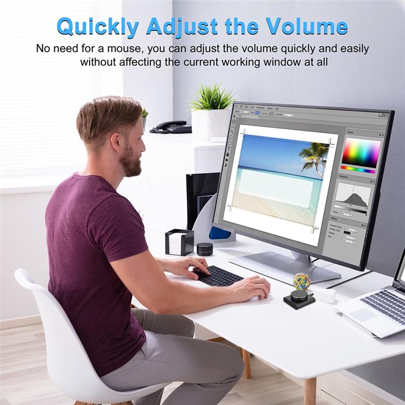 ABUO-USB Volume Control Knob External Audio Adjuster With USB Cable For PC Speaker Knob Switch