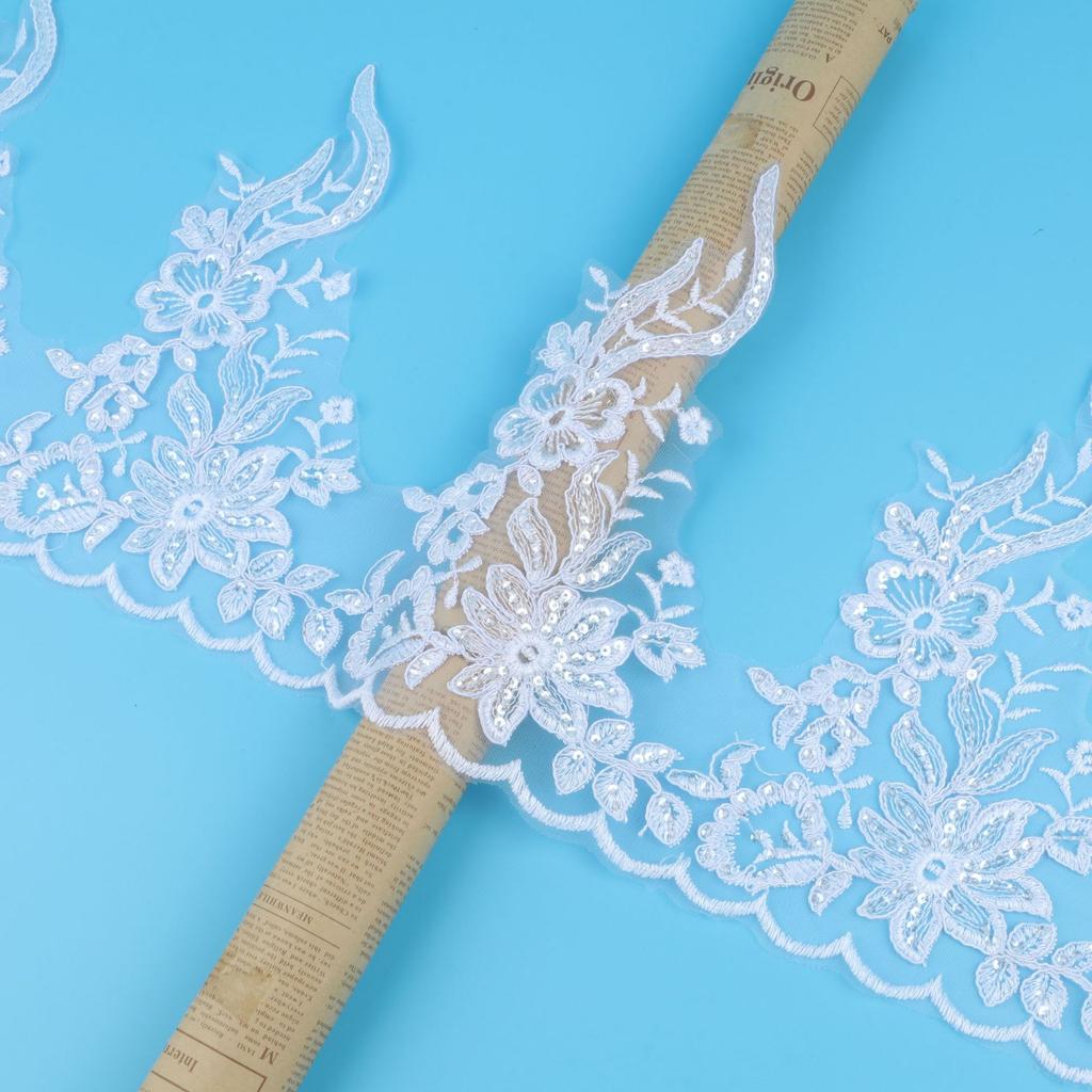 Width 26 Cm Bone Lace Lace Sequin Clothing Patch Bridal Accessories Wedding Dress Veil Clothing Accessories
