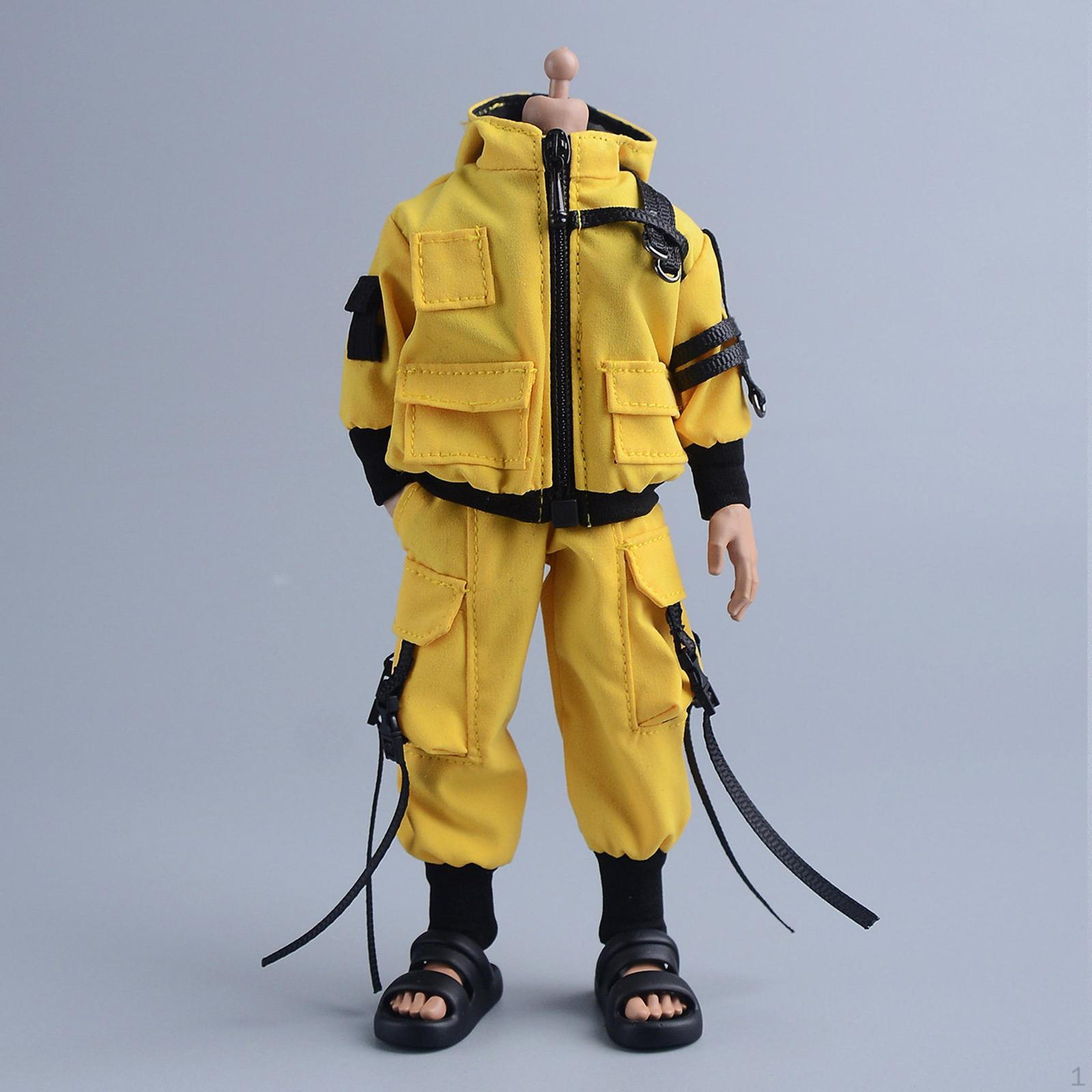 

1/12 Hooded Coat with Pants Dress up Retro Realistic Cosplay Casual Jogger Suit, Mini Clothes жёлтый