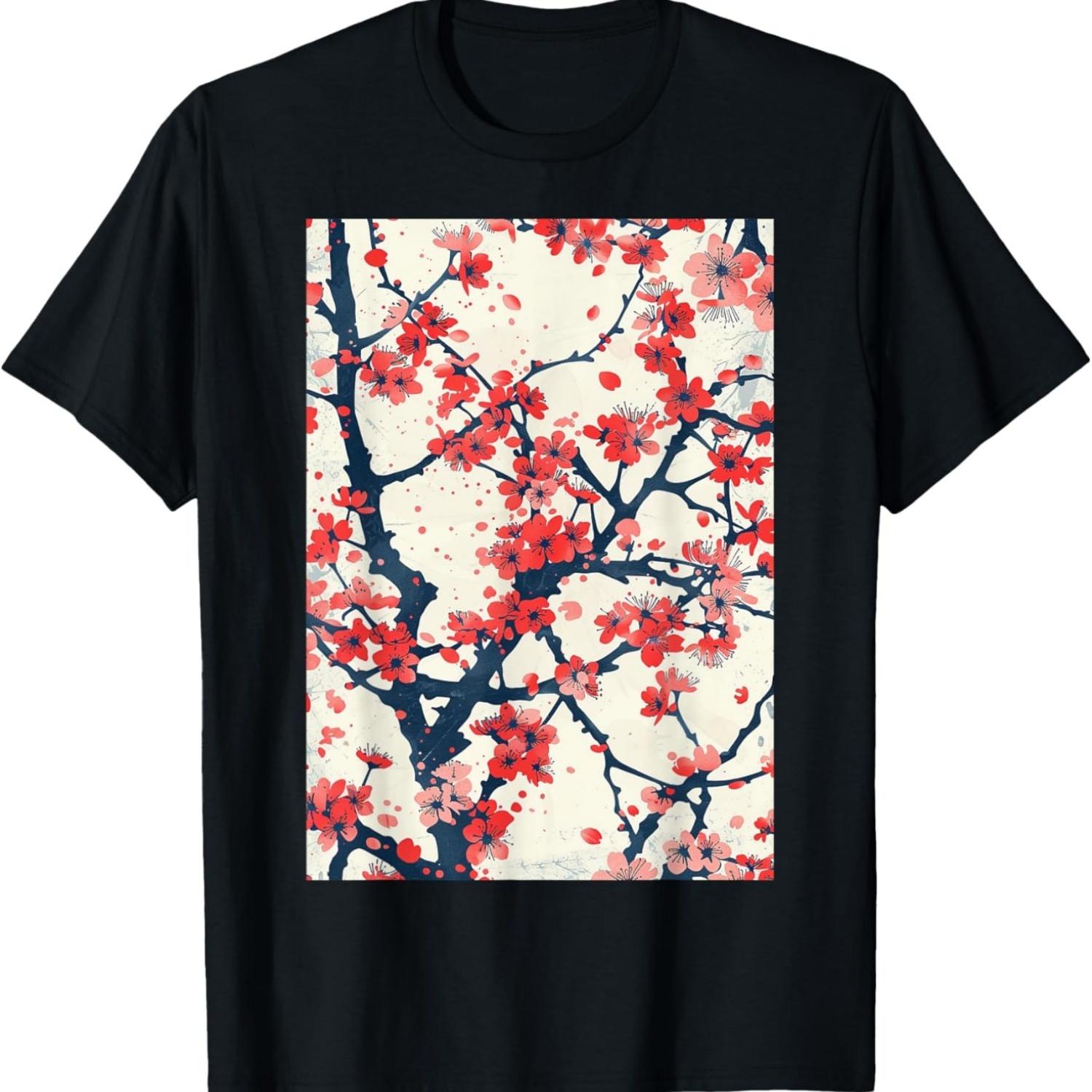 Vintage Cherry Blossom Minimalist  T-Shirt(1) S чёрный