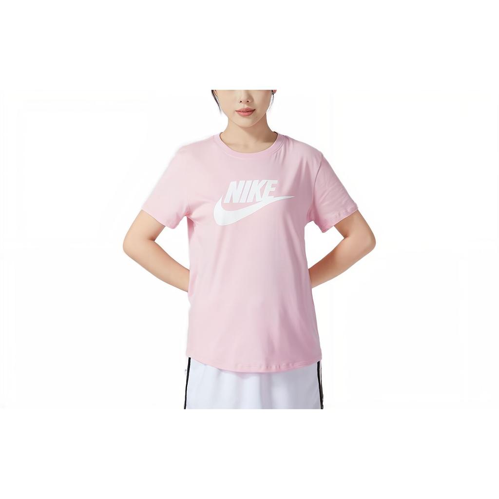 Nike Vintage American Breathable Round Neck Short Sleeve T-Shirt with Logo Print Women Tops Pink DX7907-691