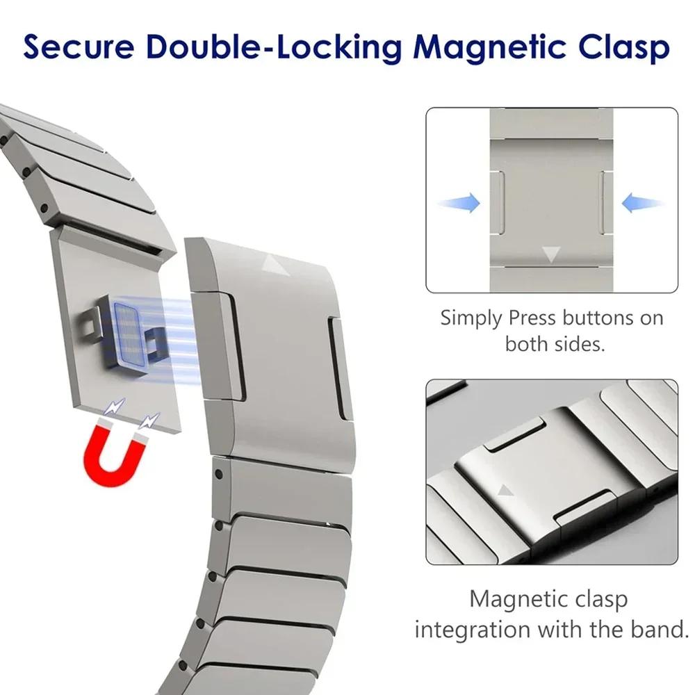 Magnetic Metal Band for Apple Watch Ultra2 49mm Series 10 46mm Stainless Steel Strap for Series 9 8 7 6 5 4 SE 45mm 44mm Correa