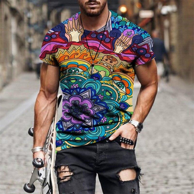 Summer Flower Flamingo Tshirts for Men Vacation Style Plant 3D Printing Street Casual Loose T Shirt