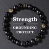 New fashion sports bead string, European and American black stone bracelet, obsidian natural stone bracelet.