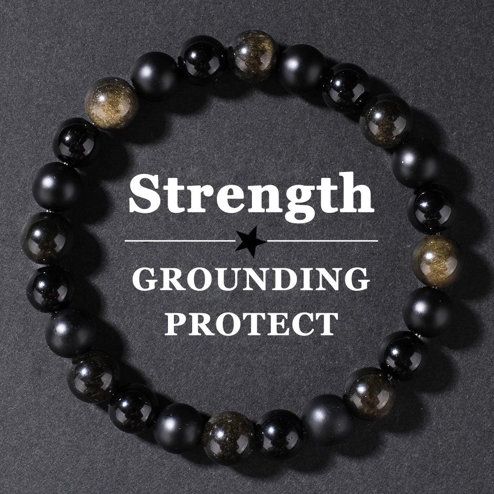 New fashion sports bead string, European and American black stone bracelet, obsidian natural stone bracelet.
