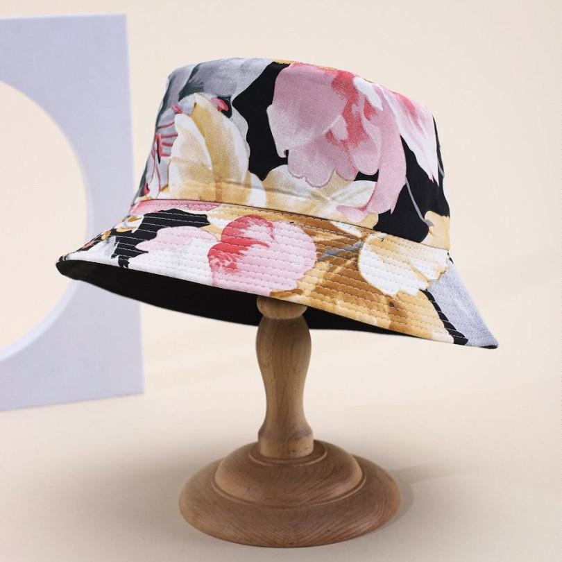 Flower Pattern Bucket Hat Men'S Double-Sided Basin Hat Women'S Trend Versatile Outdoor Sun Hat