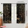 2pcs,2D Plane Printing Curtain Popular Deer Snow Forest Night Versatile 100% Polyester (without Rod) Decorations Inside Perfect