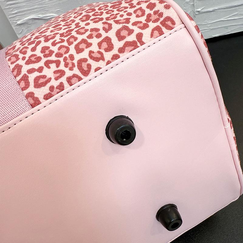Borsa da palestra, borsa a mano, borsa da allenamento yoga, borsa da viaggio corta da donna a grande capacità con stampa leopardata, borsa da viaggio d'affari