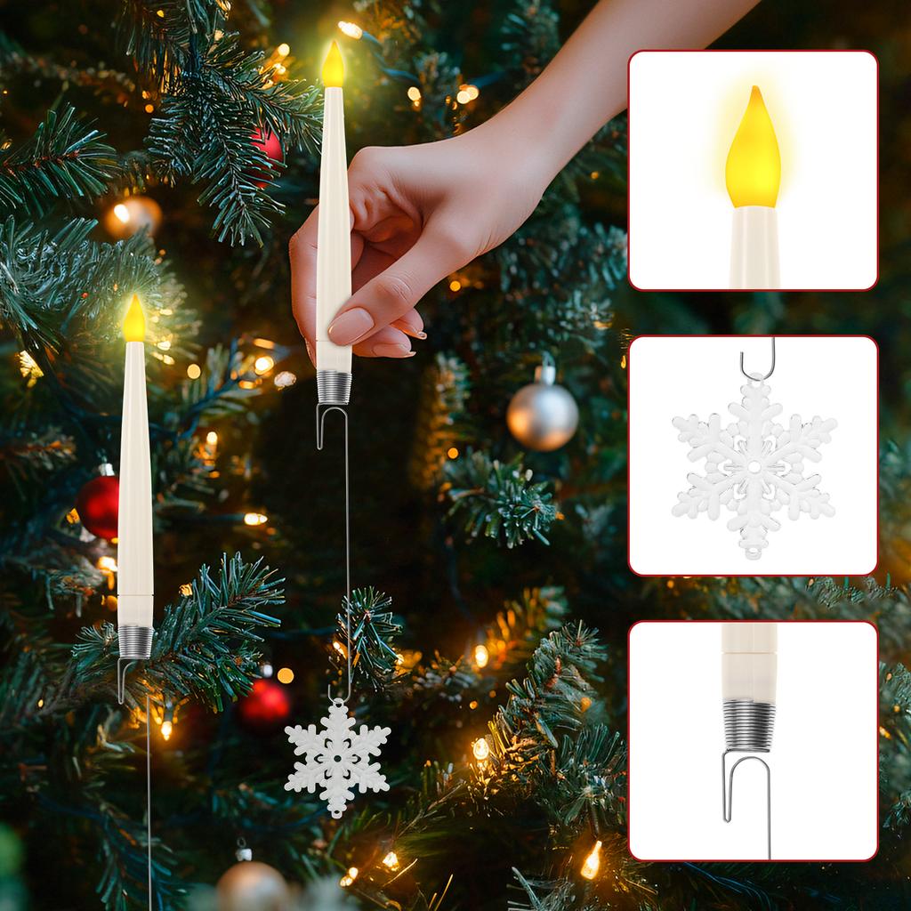 6Pcs LED Flameless Taper Candles Battery Operated Flickering Candles Family Party Holiday Home Christmas Tree Decoration Light