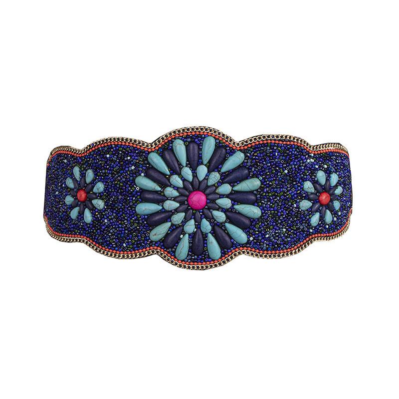 Beaded Bohemian Waist Belt With Firework Design And Elastic Closure For Festivals And Travel