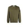 Fitted Crew Neck Solid Color Brand Print Logo Long Sleeve Sweatshirt Men Sweatshirt Olive-Green 791562420V0058