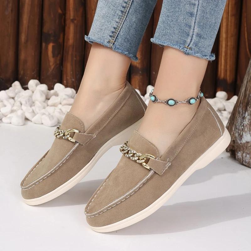 Mode 2024 Mode Damen Schuhe Slipper Damen Ballerinas Hohe Qualität Metalldekoration Büro und Karriere Neu Slipper Flach Niedrige Absätze