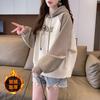 Hooded Sweatshirt Women's New Autumn Winter Korean Loose Velvet Thickened Contrast Color Junior High School Student Jacket