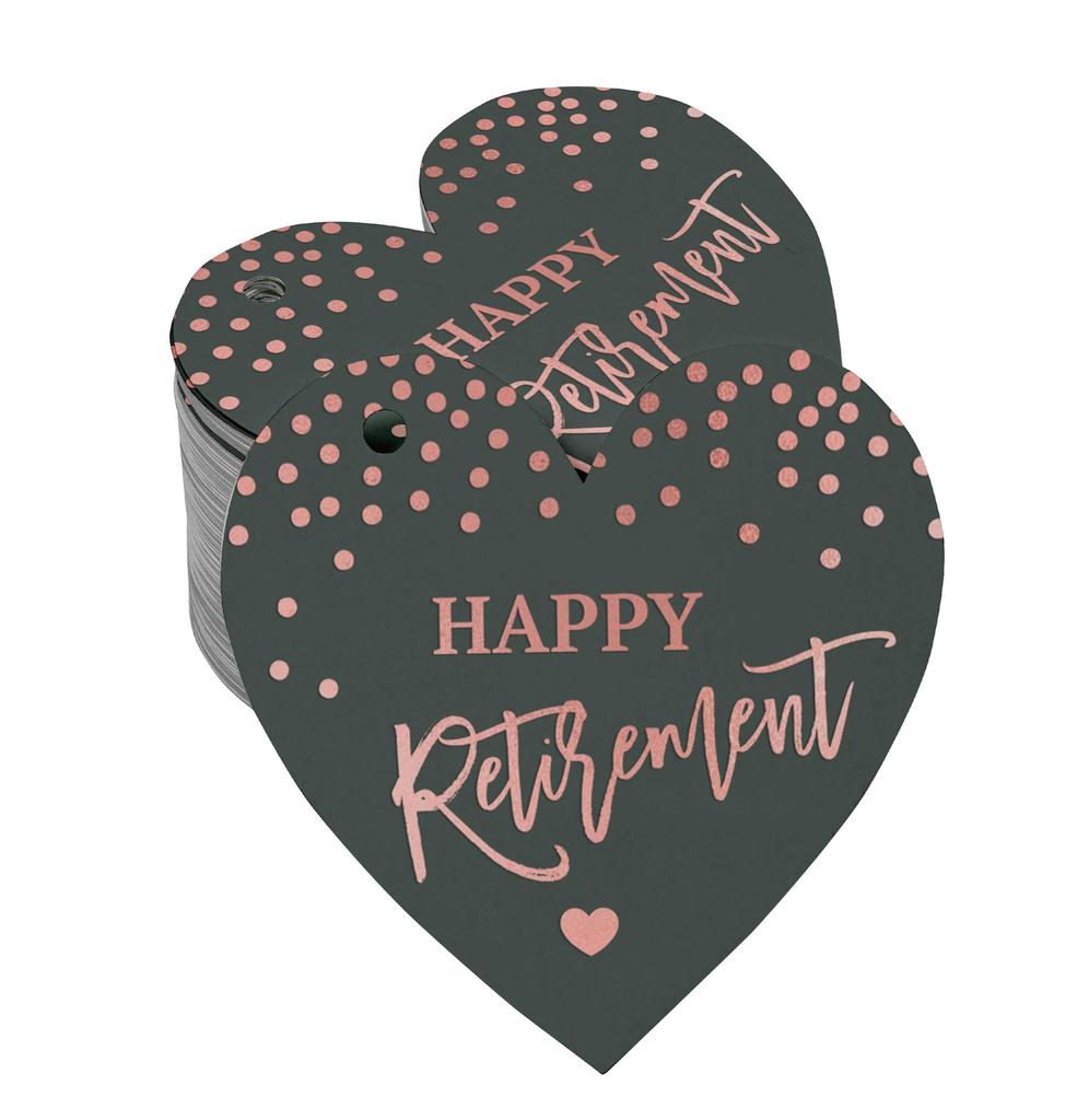 Inkdotpot Silver Foil Paper Hang Tag Happy Retirement Favor Tag 100 Pieces