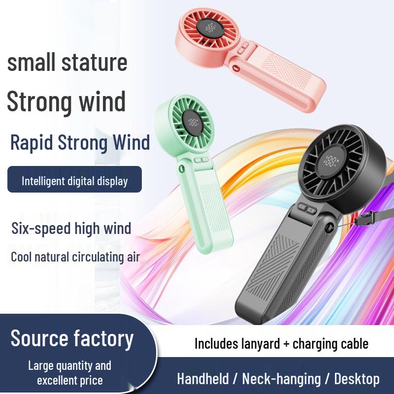 

Compact High-Speed Foldable USB Fan with Digital Display for Office, Dorm, Outdoor, and Handheld Use Coral Red