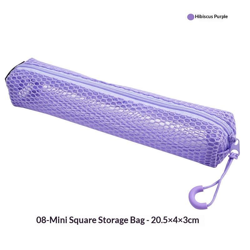Portable Mesh Pencil Pouch Transparent Design with Smooth Zipper Hanging Hook for Business Trip Small Tools Storage
