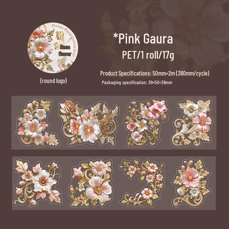Baroque Floral Die-Cut PET Tape: Retro Journal Sticker Series