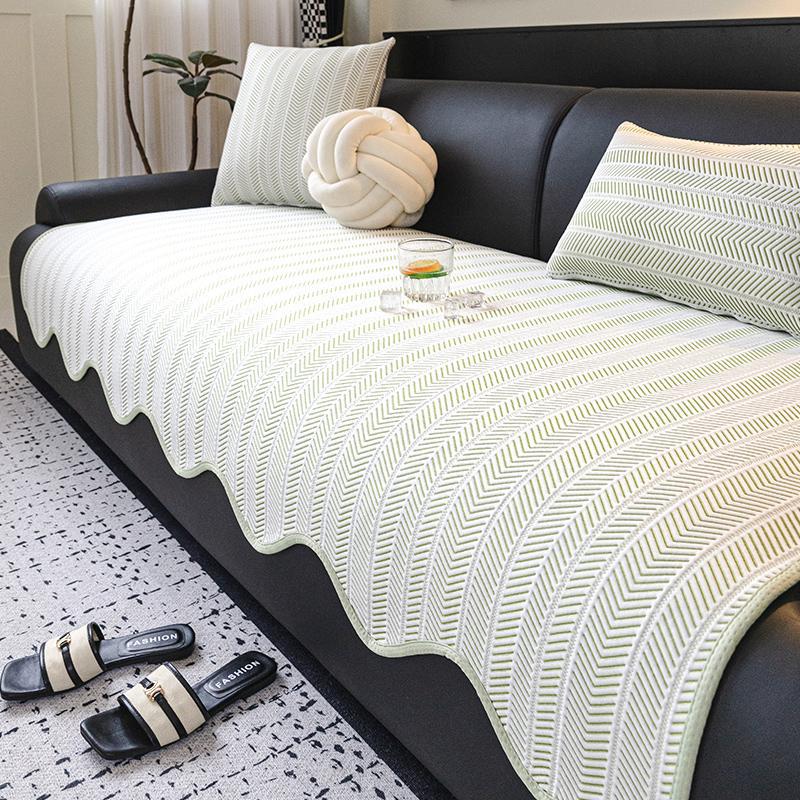 Cool Feeling Cold Silk Cold Bean Sofa Cushion Summer Mat Cushion Non-Slip Seat Cushion Summer Straight Row Sofa Cover Cover Cloth