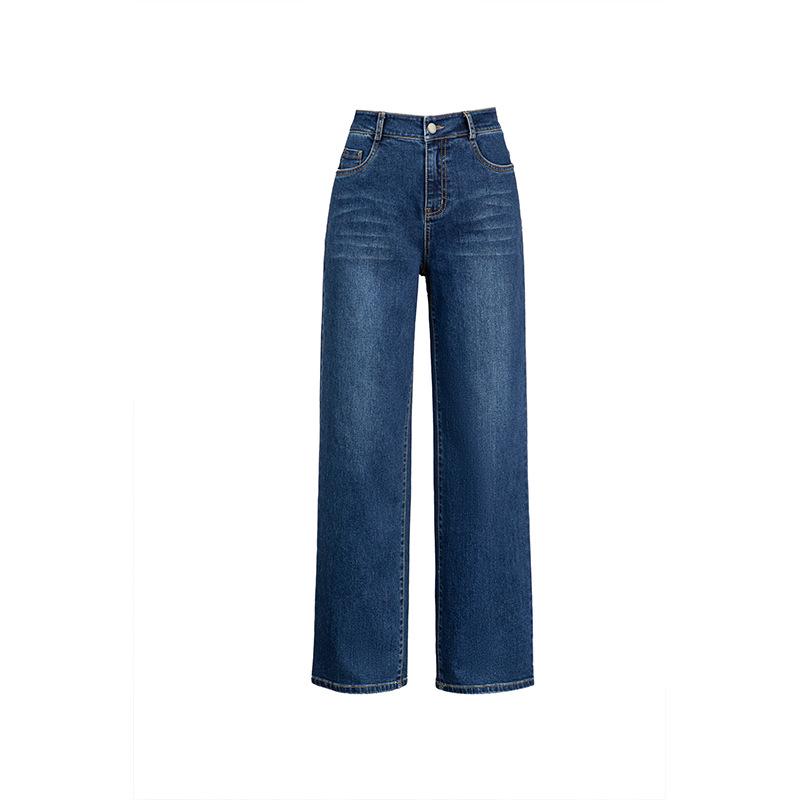 Women's High Waist Embroidered Jeans, 2025 Autumn/Winter, Loose Slim Fit Wide-Leg Straight Pants