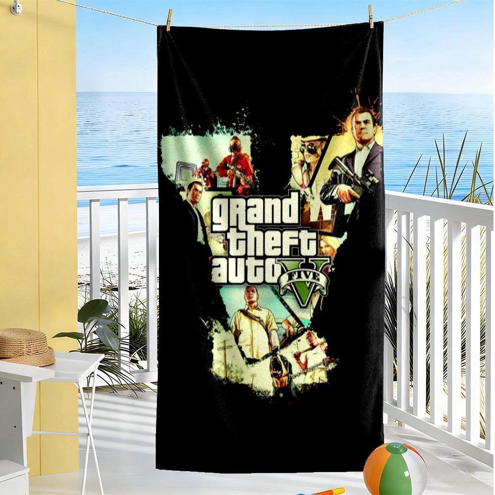 Asciugamano da Spiaggia Grand Theft Auto Super Morbido Assorbente Confortevole Leggero Adatto per Nuoto Palestra Campeggio Yoga Vacanze